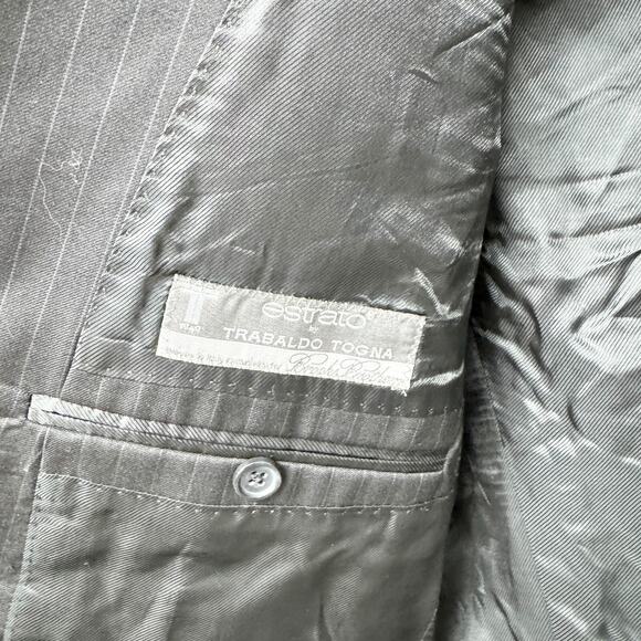 Brooks Brothers Suit Jacket Mens Size 40R Black Single Breasted Striped - Picture 3 of 7